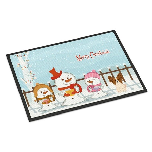 Carolines Treasures Merry Christmas Carolers Papillon Red White Indoor or Outdoor Mat, 18 x 0.25 x 27 in. BB2409MAT - main